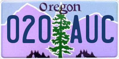 OR license plate 020AUC