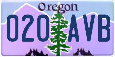 OR license plate 020AVB