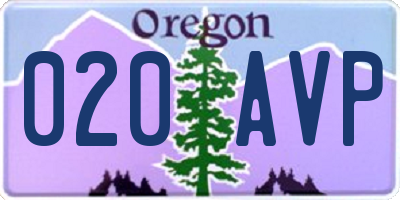 OR license plate 020AVP