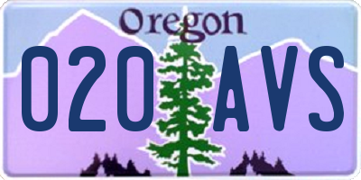 OR license plate 020AVS