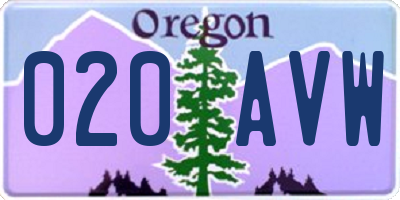OR license plate 020AVW