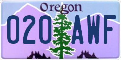 OR license plate 020AWF