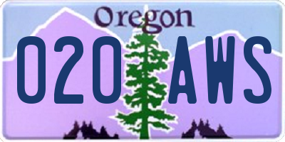 OR license plate 020AWS