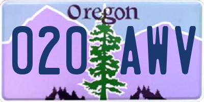 OR license plate 020AWV