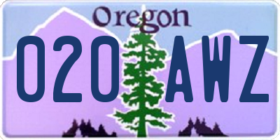 OR license plate 020AWZ