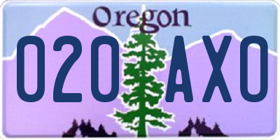 OR license plate 020AXO
