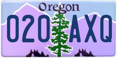 OR license plate 020AXQ