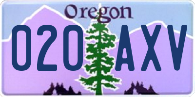 OR license plate 020AXV