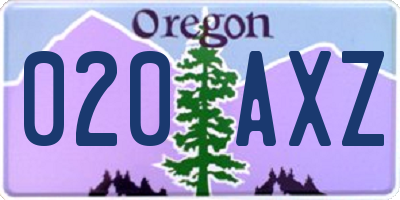 OR license plate 020AXZ