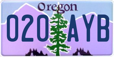 OR license plate 020AYB