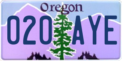 OR license plate 020AYE