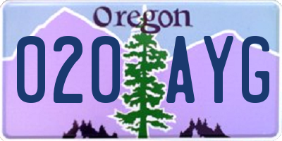 OR license plate 020AYG