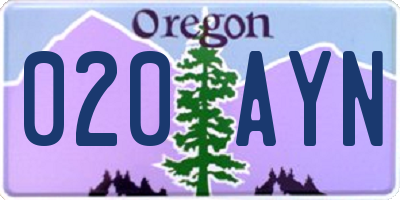 OR license plate 020AYN