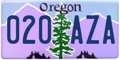 OR license plate 020AZA