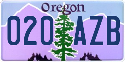 OR license plate 020AZB
