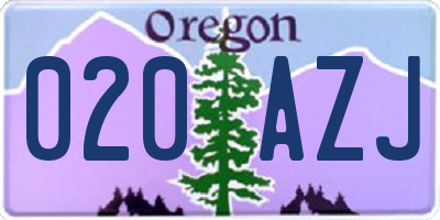 OR license plate 020AZJ