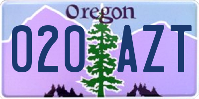 OR license plate 020AZT