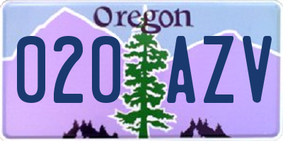 OR license plate 020AZV
