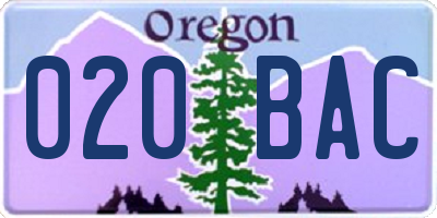 OR license plate 020BAC
