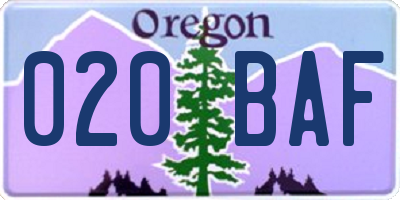 OR license plate 020BAF