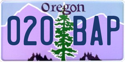 OR license plate 020BAP