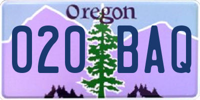 OR license plate 020BAQ