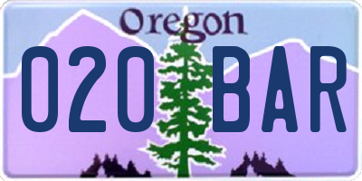 OR license plate 020BAR