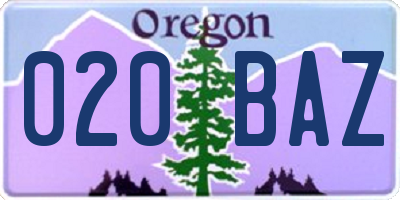 OR license plate 020BAZ