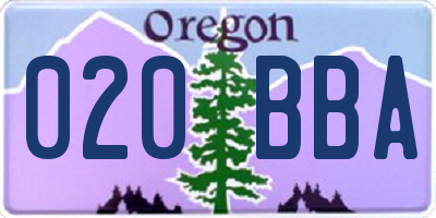 OR license plate 020BBA