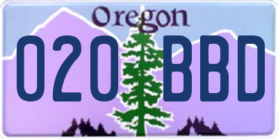 OR license plate 020BBD