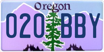OR license plate 020BBY