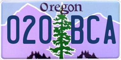 OR license plate 020BCA