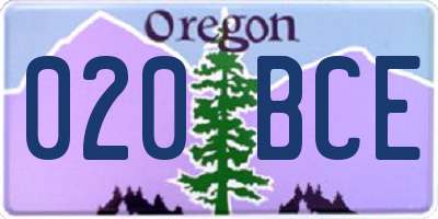 OR license plate 020BCE