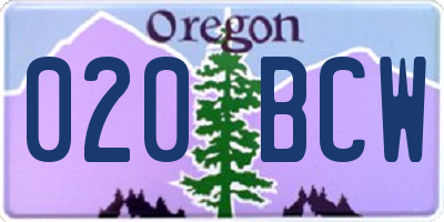 OR license plate 020BCW