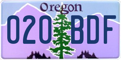 OR license plate 020BDF