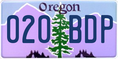 OR license plate 020BDP