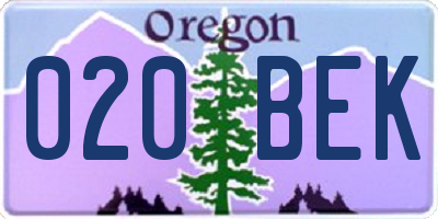 OR license plate 020BEK