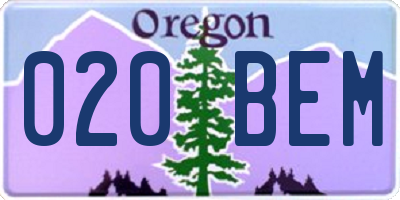 OR license plate 020BEM