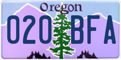 OR license plate 020BFA