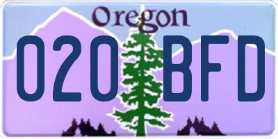 OR license plate 020BFD