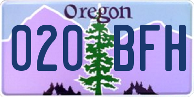 OR license plate 020BFH