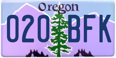 OR license plate 020BFK
