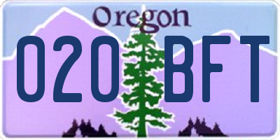 OR license plate 020BFT