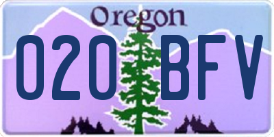 OR license plate 020BFV