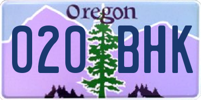 OR license plate 020BHK