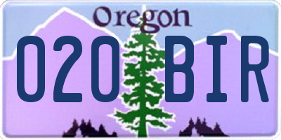 OR license plate 020BIR