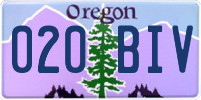 OR license plate 020BIV