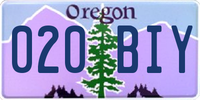 OR license plate 020BIY