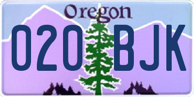 OR license plate 020BJK