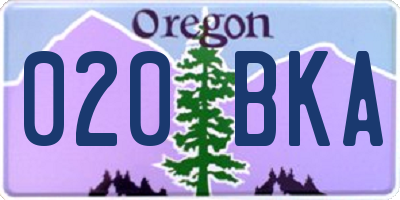 OR license plate 020BKA